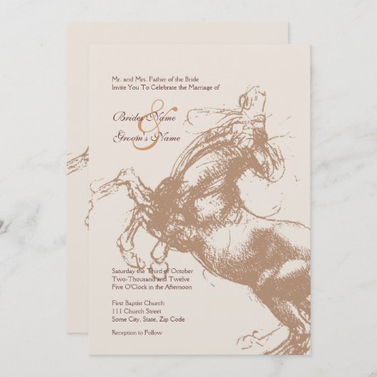 Faire-part de mariage équestre Vintage (Devant / Derrière)