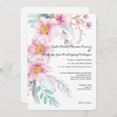 Faire-part de mariage espagnol à fleurs rousses (Devant / Derrière)