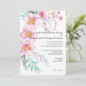 Faire-part de mariage espagnol à fleurs rousses (Debout devant)