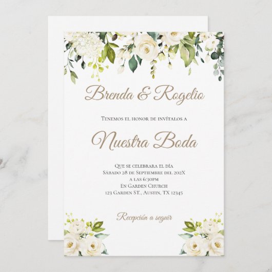 Faire-part de mariage espagnol Boho (Devant / Derrière)