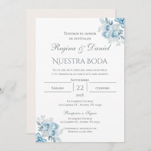 Faire-part de mariage espagnol Boho (Devant / Derrière)