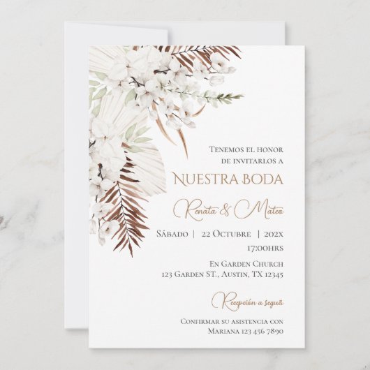 Faire-part de mariage espagnol Boho (Devant)