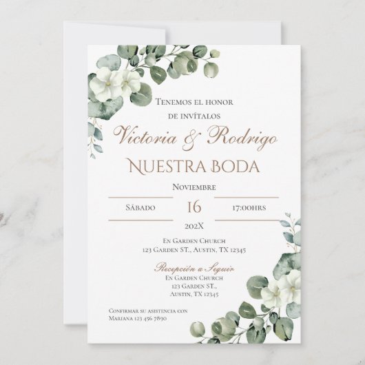 Faire-part de mariage espagnol Boho (Devant)