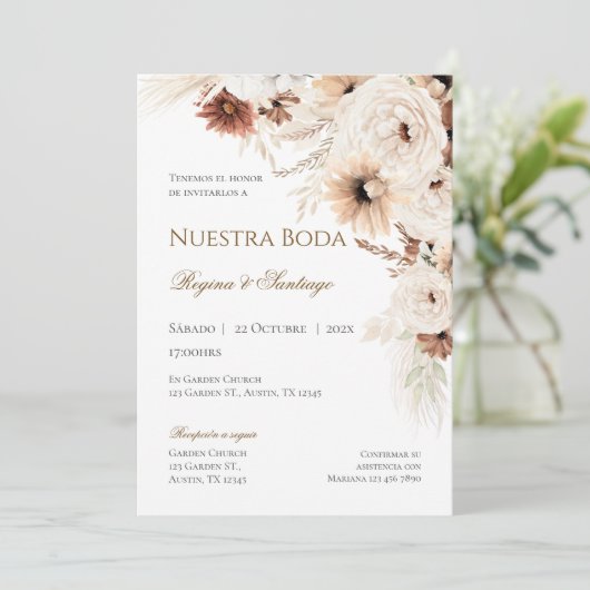 Faire-part de mariage espagnol Boho (Debout devant)