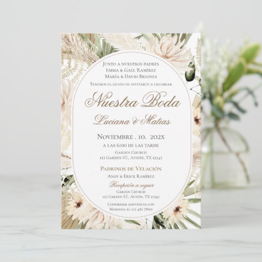 Faire-part de mariage espagnol Boho (Debout devant)