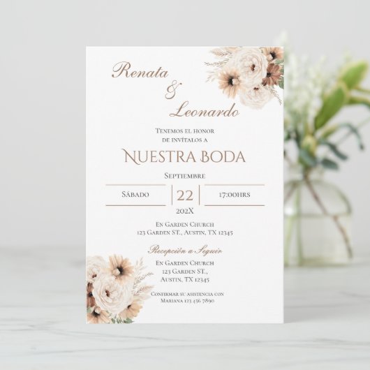 Faire-part de mariage espagnol Boho (Debout devant)