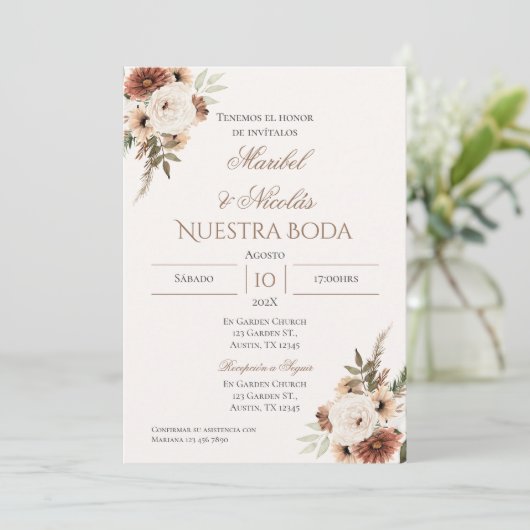 Faire-part de mariage espagnol Boho (Debout devant)