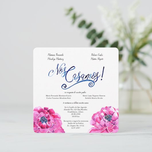 faire-part de mariage espagnol carré, Invitación B (Debout devant)