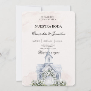 Faire-part de mariage espagnol d'église florale be