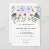 Faire-part de mariage espagnol en fleurs blanches (Devant / Derrière)