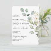 Faire-part de mariage espagnol Eucalyptus (Debout devant)