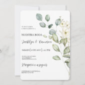 Faire-part de mariage espagnol Eucalyptus (Devant)