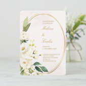 Faire-part de mariage espagnol Oval Wreath (Debout devant)