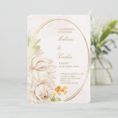 Faire-part de mariage espagnol Oval Wreath (Debout devant)