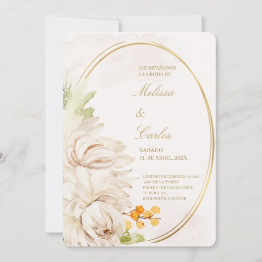 Faire-part de mariage espagnol Oval Wreath (Devant)