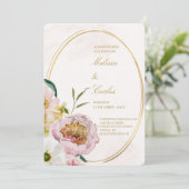 Faire-part de mariage espagnol Oval Wreath (Debout devant)