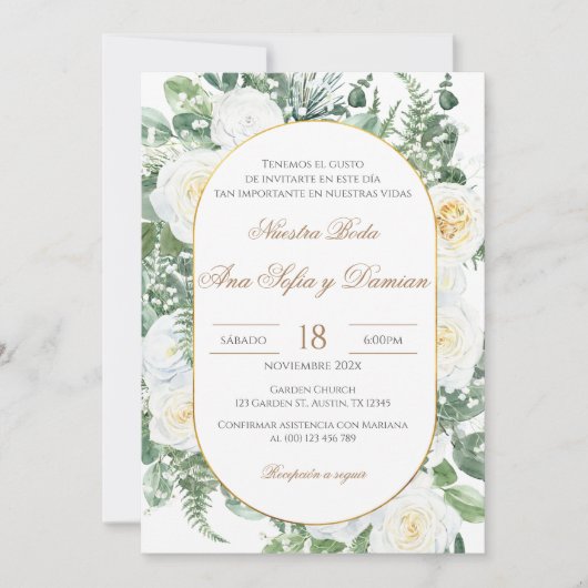 Faire-part de mariage espagnol verdoyant (Devant)