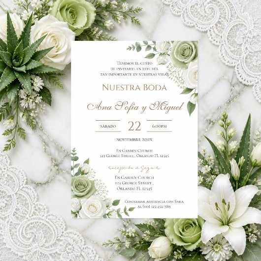 Faire-part de mariage espagnol verdure