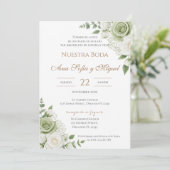 Faire-part de mariage espagnol verdure (Debout devant)