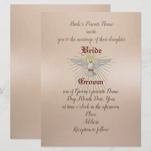 Faire-part de mariage Esprit Saint (Devant / Derrière)