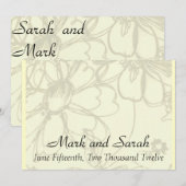 Faire-part de mariage esquissé de fleurs (Devant / Derrière)