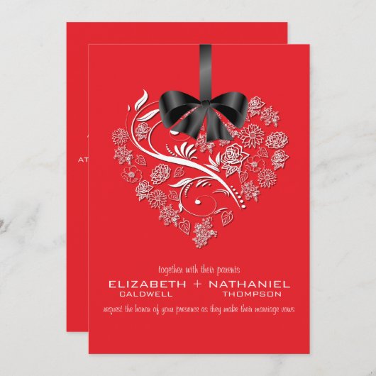 Faire-part de mariage essoufflé--rétro rouge (Devant / Derrière)