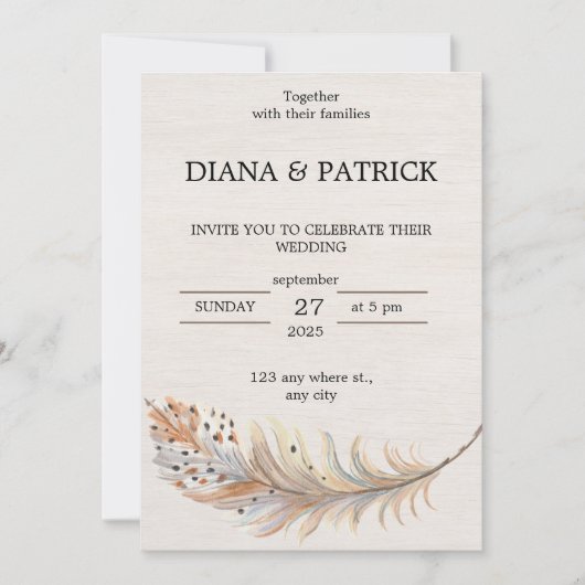 Faire-part de mariage esthétique beige (Devant)