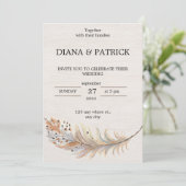 Faire-part de mariage esthétique beige (Debout devant)