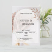 Faire-part de mariage esthétique crème (Debout devant)