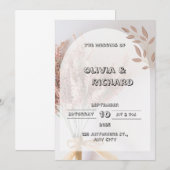 Faire-part de mariage esthétique crème (Devant / Derrière)