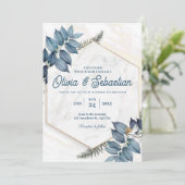 Faire-part de mariage esthétique gris clair orange (Debout devant)