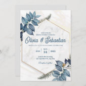 Faire-part de mariage esthétique gris clair orange (Devant / Derrière)