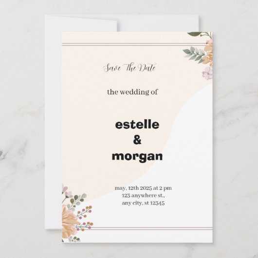 Faire-part de mariage esthétique rose (Devant)