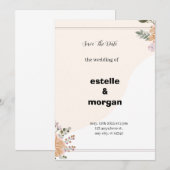 Faire-part de mariage esthétique rose (Devant / Derrière)
