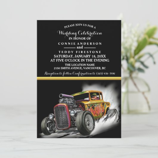 Faire-part de mariage et bâton chaud (Debout devant)