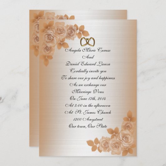 Faire-part de mariage et élégant rose satiné (Devant / Derrière)