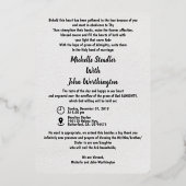 faire-part de mariage et élégante couverture (Verso)