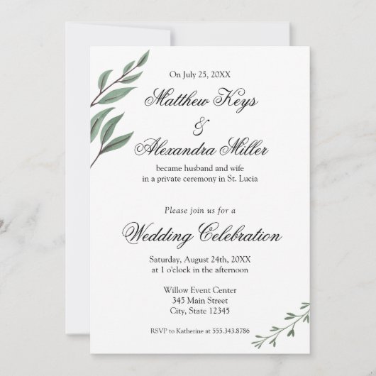 Faire-part de mariage et invitation à la réception (Devant)