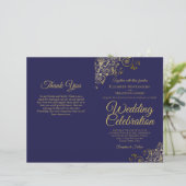 Faire-part de mariage et programme Navy & Or (Debout devant)