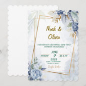 Faire-part de mariage Ethereal Blue Bloom (Devant / Derrière)