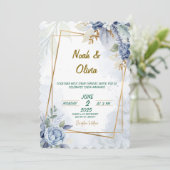 Faire-part de mariage Ethereal Blue Bloom (Debout devant)
