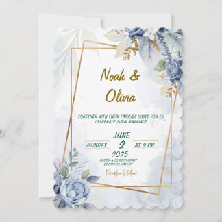 Faire-part de mariage Ethereal Blue Bloom