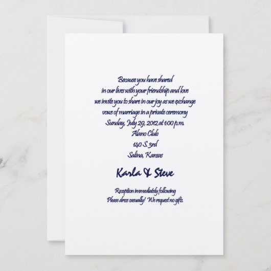 Faire-part de mariage étoile (Dos)