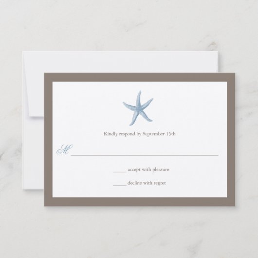 Faire-part de mariage Étoile de mer - BLEU (Devant)