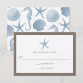 Faire-part de mariage Étoile de mer - BLEU (Devant / Derrière)