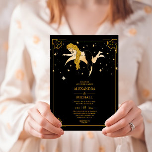 Faire-Part de Mariage Étoiles Célestes Or Noir Mys