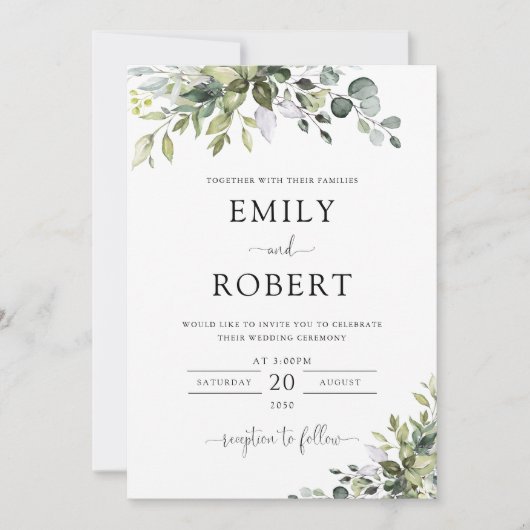 Faire-part de mariage Eucalyptus (Devant)