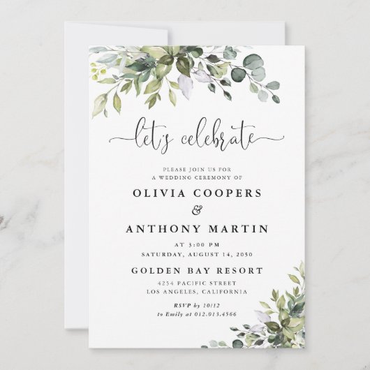 Faire-part de mariage Eucalyptus (Devant)