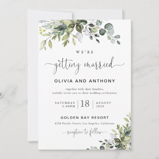 Faire-part de mariage Eucalyptus (Devant)