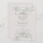 Faire-part de mariage | Eucalyptus argenté (Devant / Derrière)